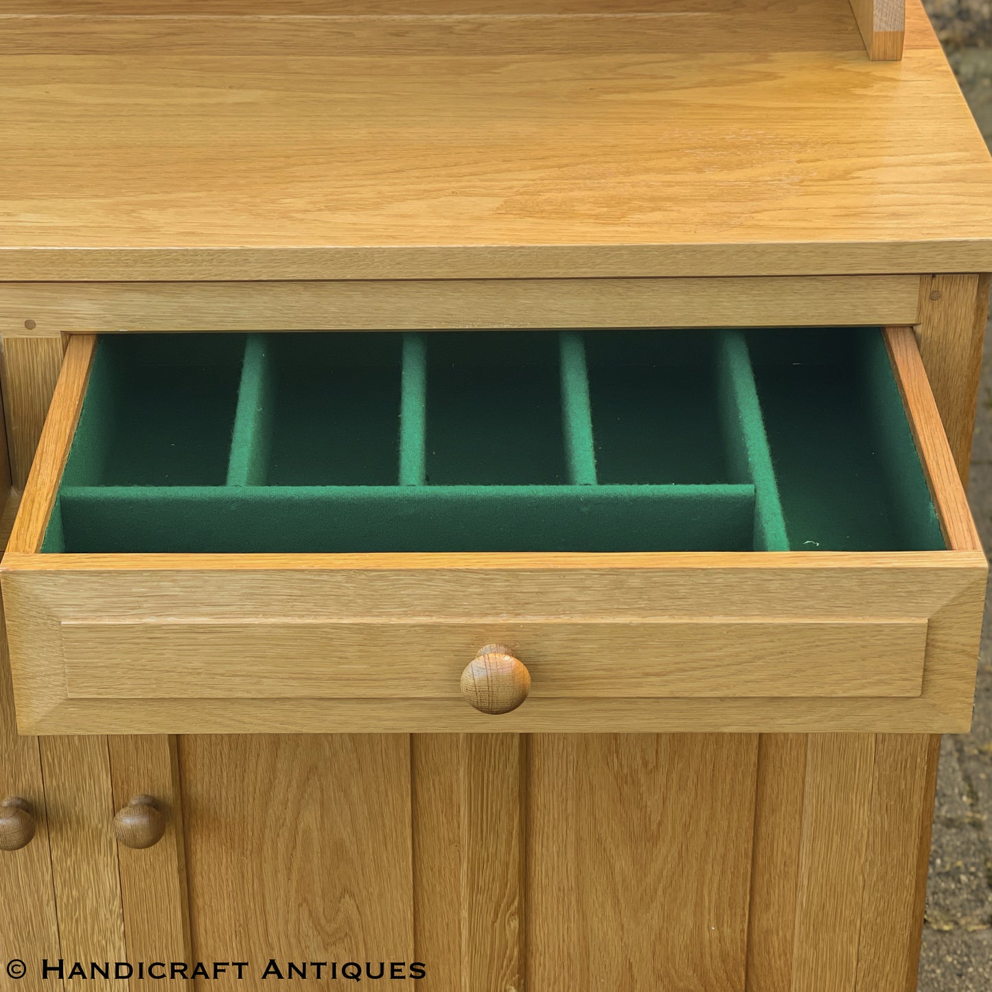 Coxwold Cabinet Makers 'Unicornman' Arts & Crafts Yorkshire School Oak Dresser post 1990.