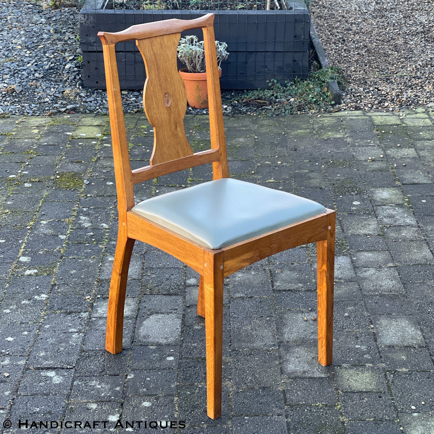 Set of 4 Albert Harrison Arts & Crafts Yorkshire School English Oak Chairs.