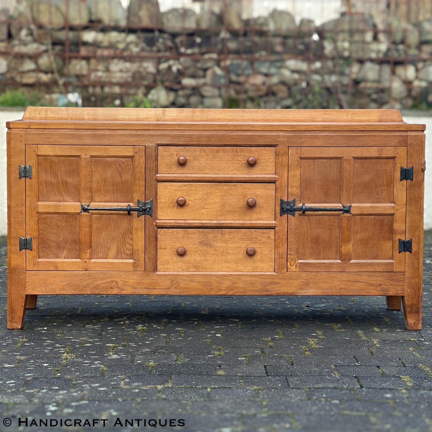 Peter ‘Rabbitman’ Heap Arts & Crafts Yorkshire School English Oak Sideboard c 1990.