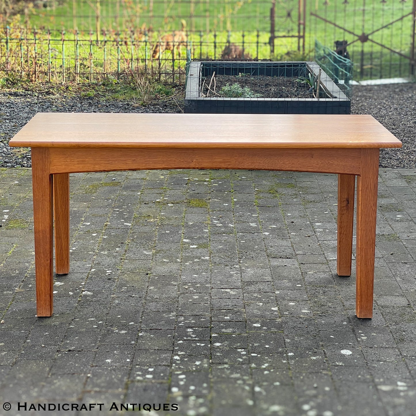 Peter Hall of Staveley Arts & Crafts Lakes School English Oak Dining Table c. 1990.