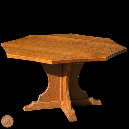 Horace 'Knightman' Knight Arts & Crafts Yorkshire School English Oak Dining Table c. 1980.