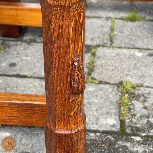 Set of 6 Peter Rabbitman Heap Arts & Crafts Yorkshire School English Oak Chairs