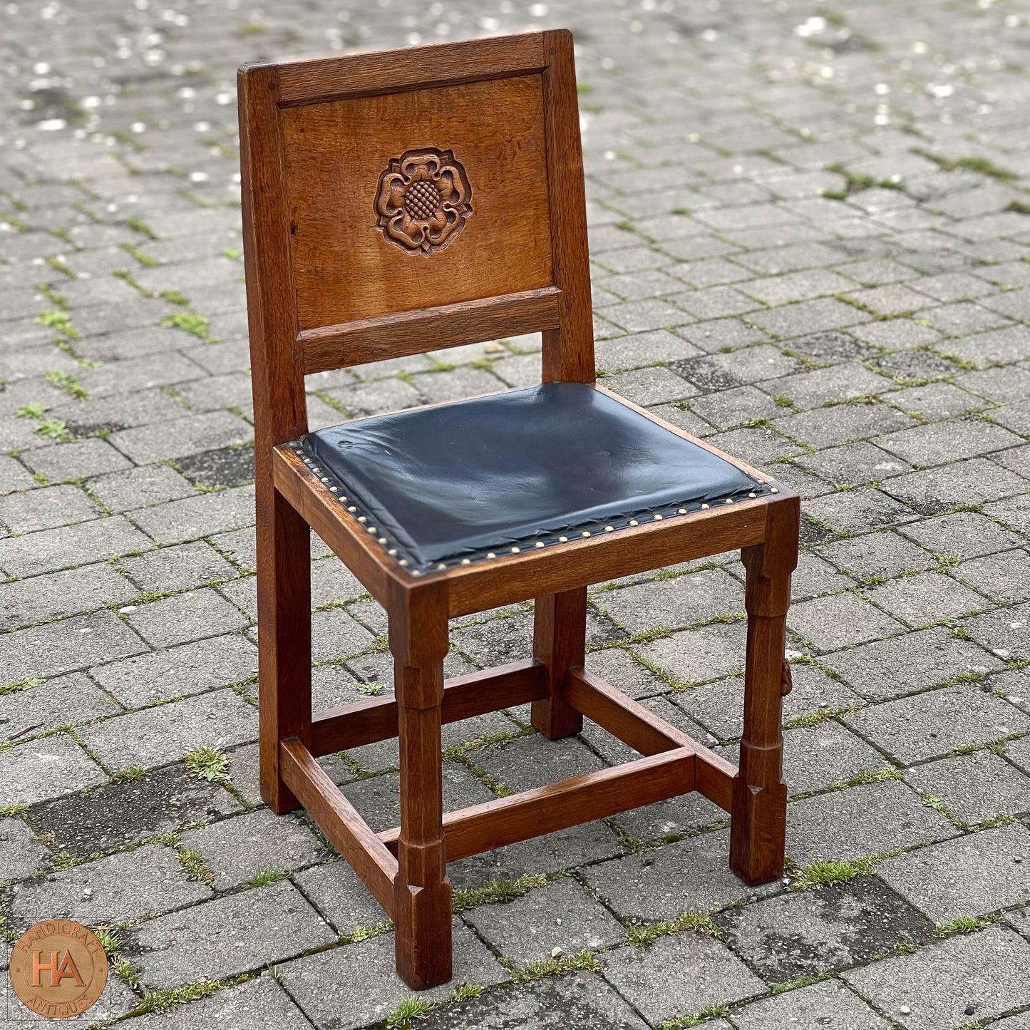 Set of 6 Peter Rabbitman Heap Arts & Crafts Yorkshire School English Oak Chairs