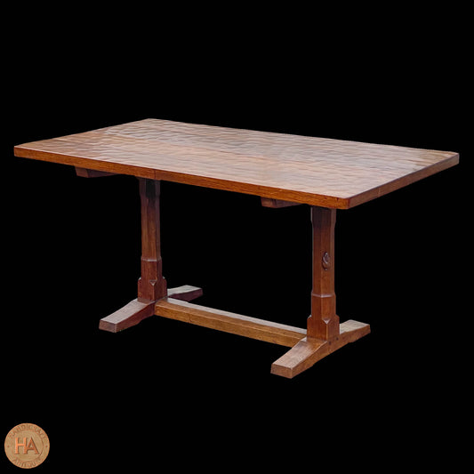Peter ‘Rabbitman’ Heap Arts & Crafts Yorkshire School English Oak Dining Table