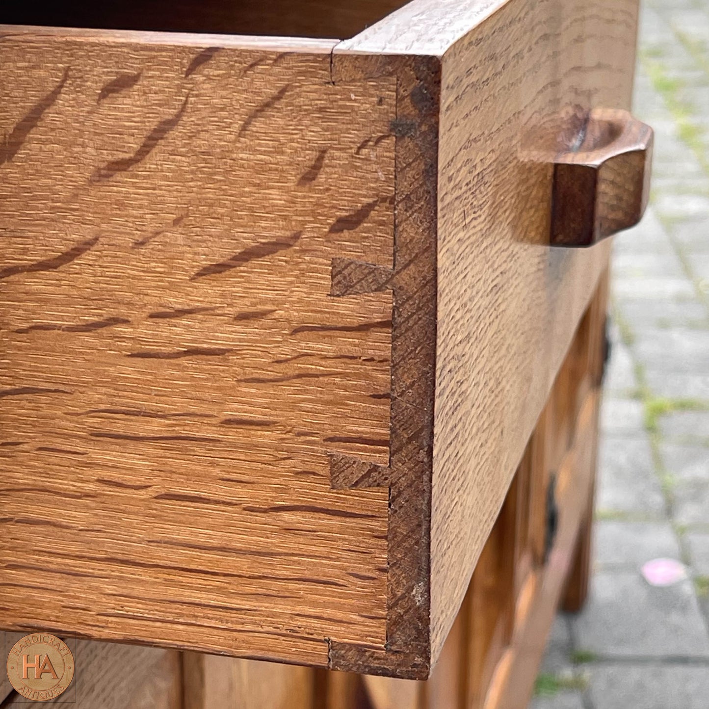 Robert 'Kingpost' Ingham Arts & Crafts Yorkshire School English Oak Sideboard c. 1970.
