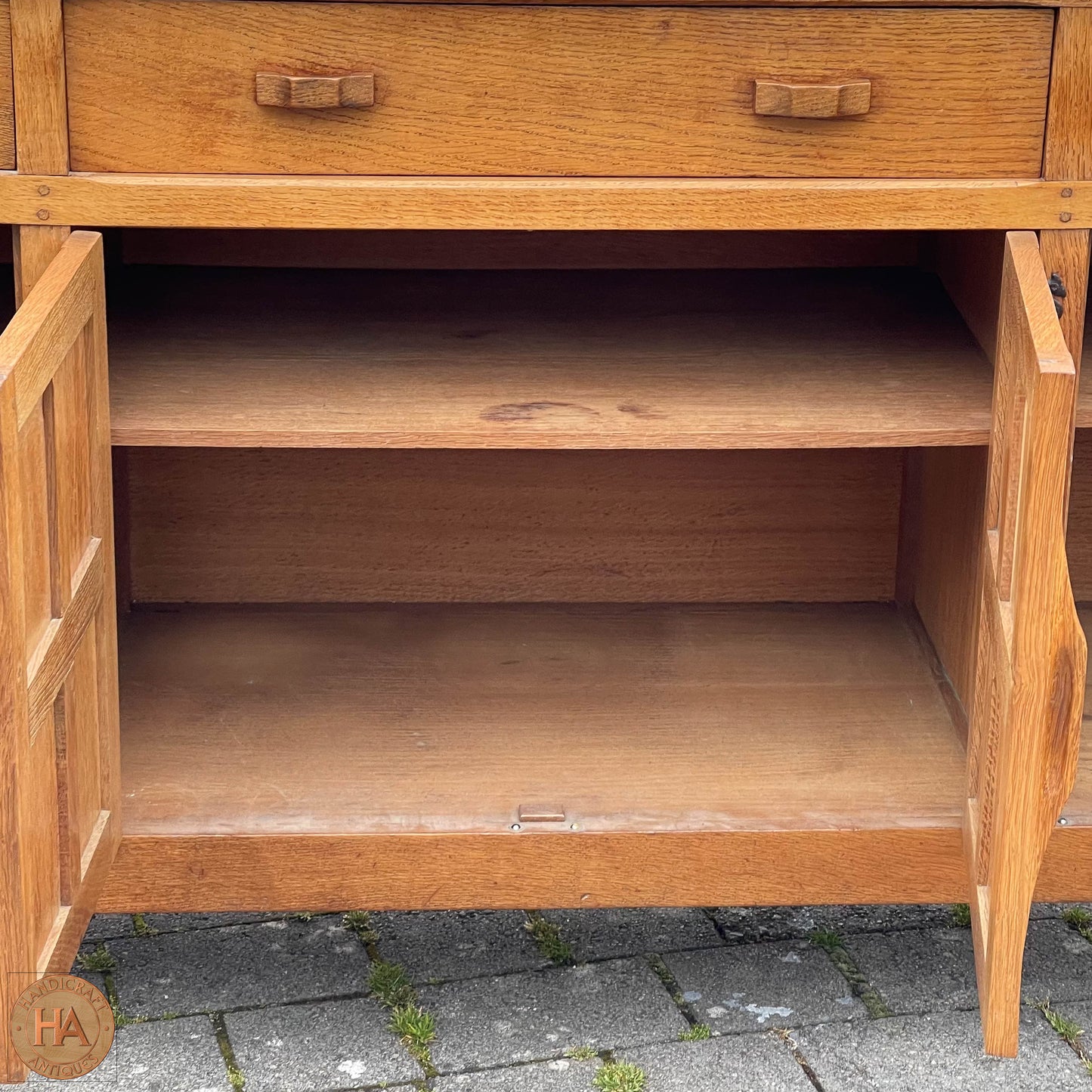 Robert 'Kingpost' Ingham Arts & Crafts Yorkshire School English Oak Sideboard c. 1970.
