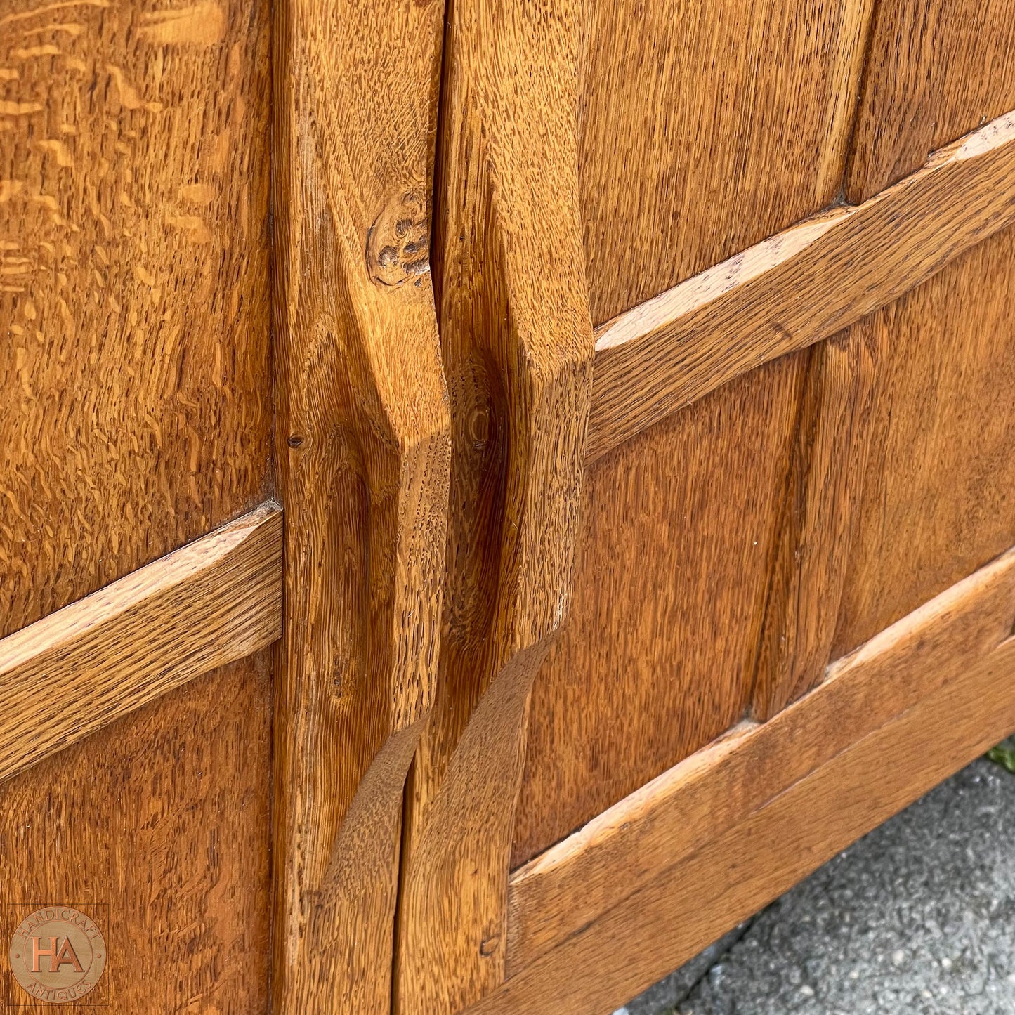 Robert 'Kingpost' Ingham Arts & Crafts Yorkshire School English Oak Sideboard c. 1970.
