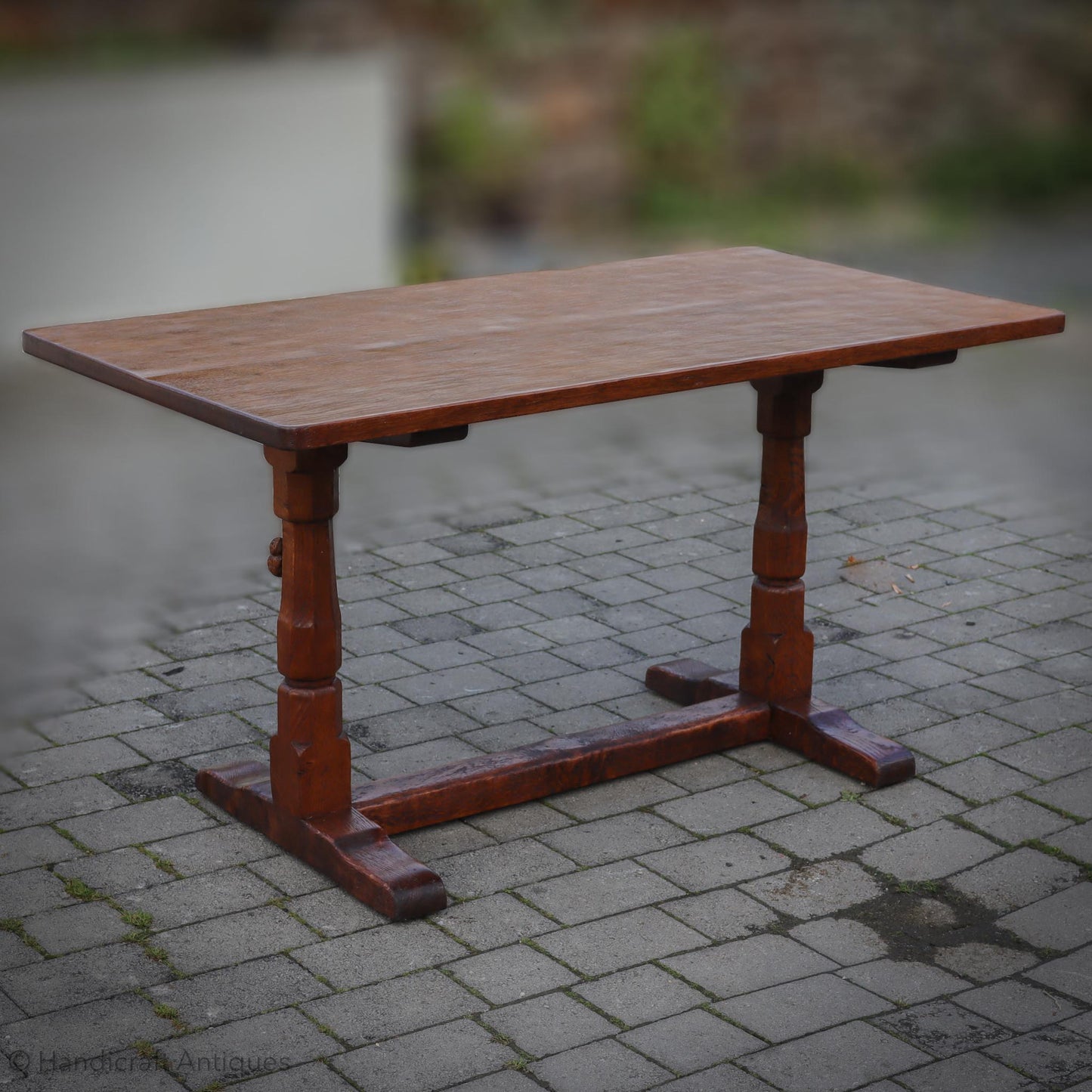 Robert 'Mouseman' Thompson Arts & Crafts Yorkshire School English Oak Dining Table