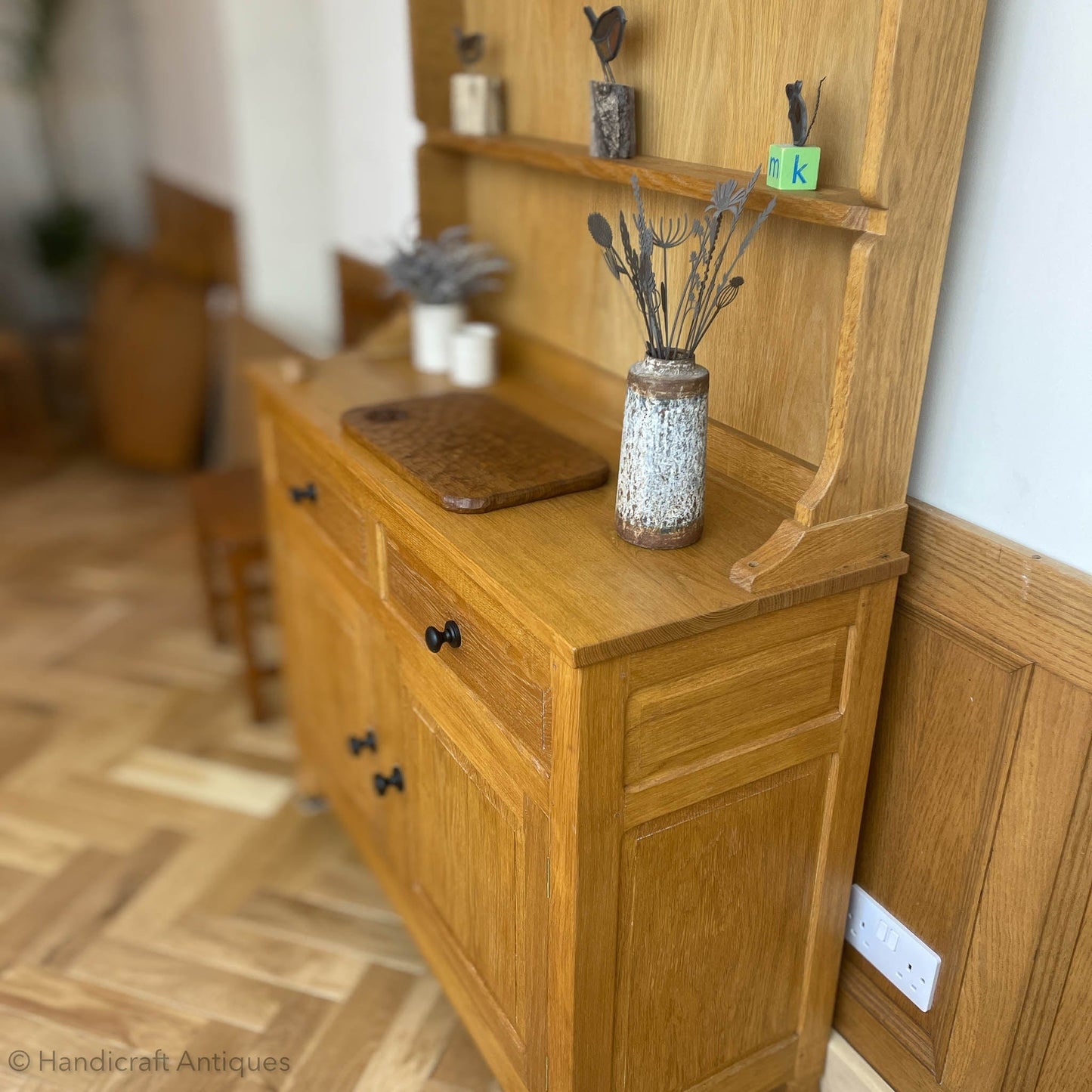 Derek 'Lizardman' Slater Arts & Crafts Yorkshire School Oak Dresser c. 1990