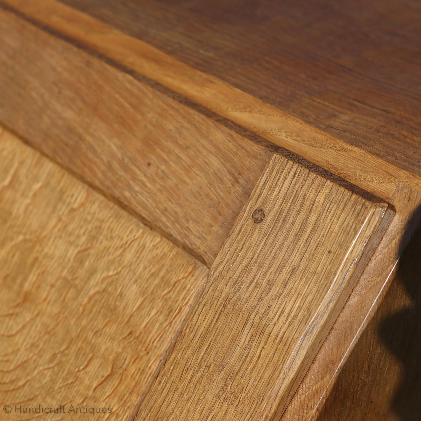 Derek 'Lizardman' Slater Arts & Crafts Yorkshire School English Oak Bureau c. 1970.