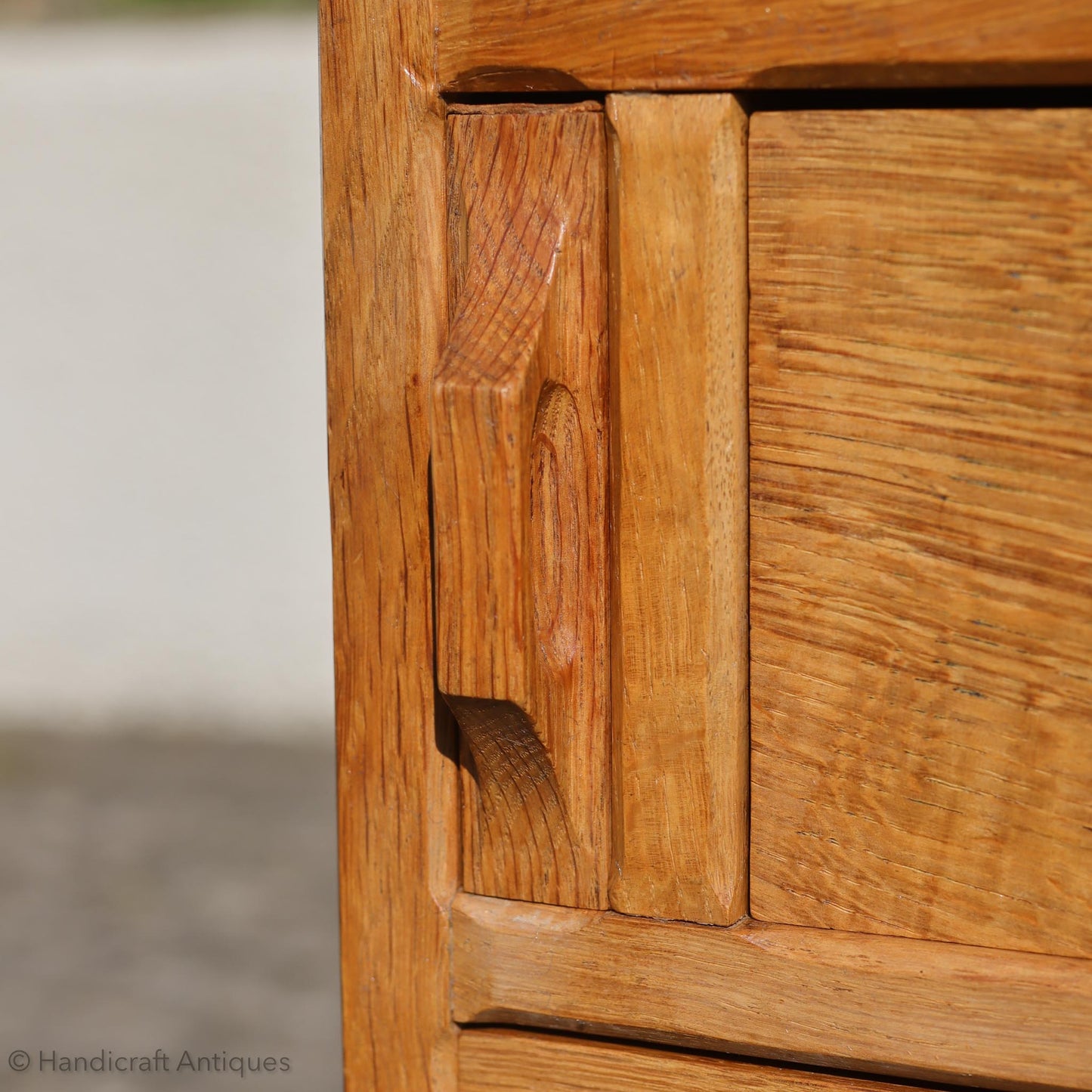 Derek 'Lizardman' Slater Arts & Crafts Yorkshire School English Oak Bureau c. 1970.