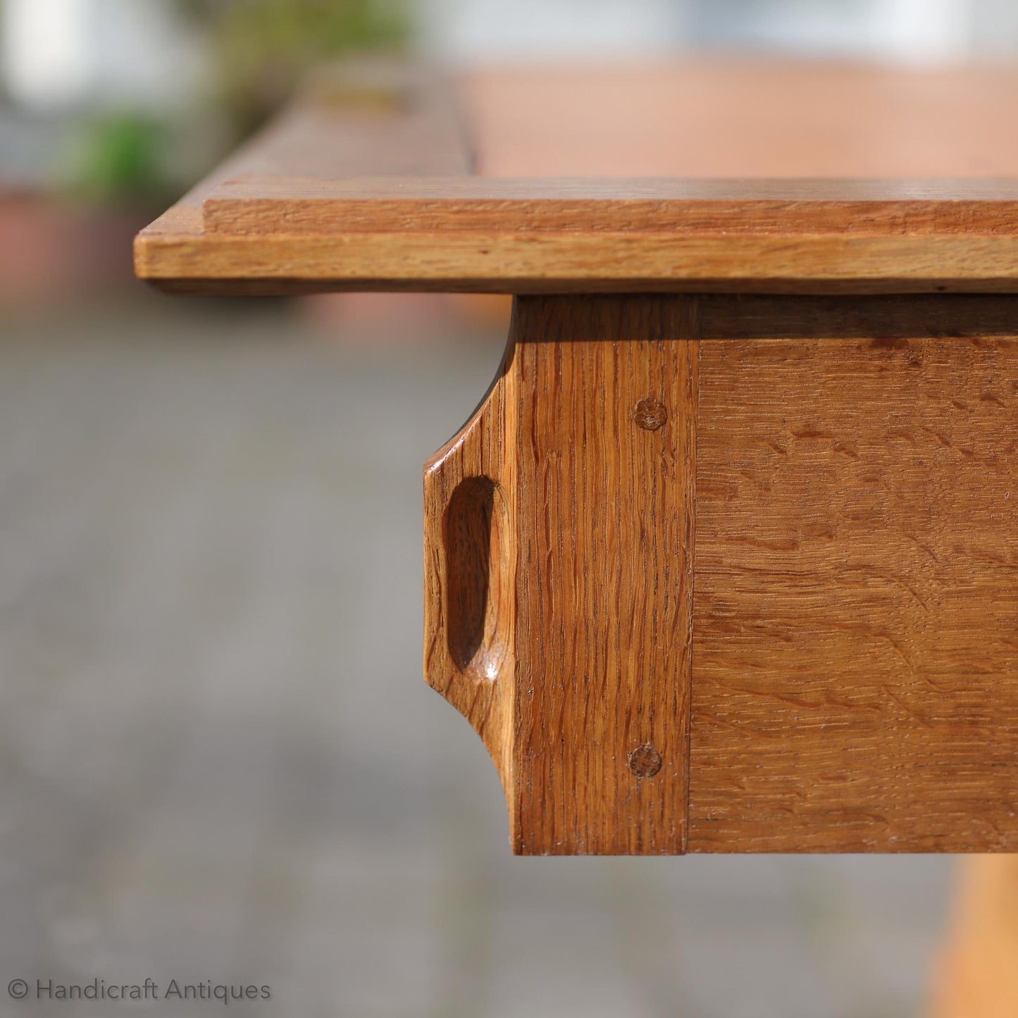 Derek 'Lizardman' Slater Arts & Crafts Yorkshire School English Oak Bureau c. 1970.