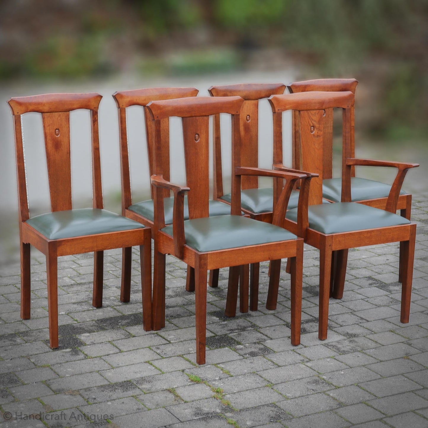 Set of 6 Acornman (Ex-Mouseman) Arts & Crafts Yorkshire School English Oak Chairs