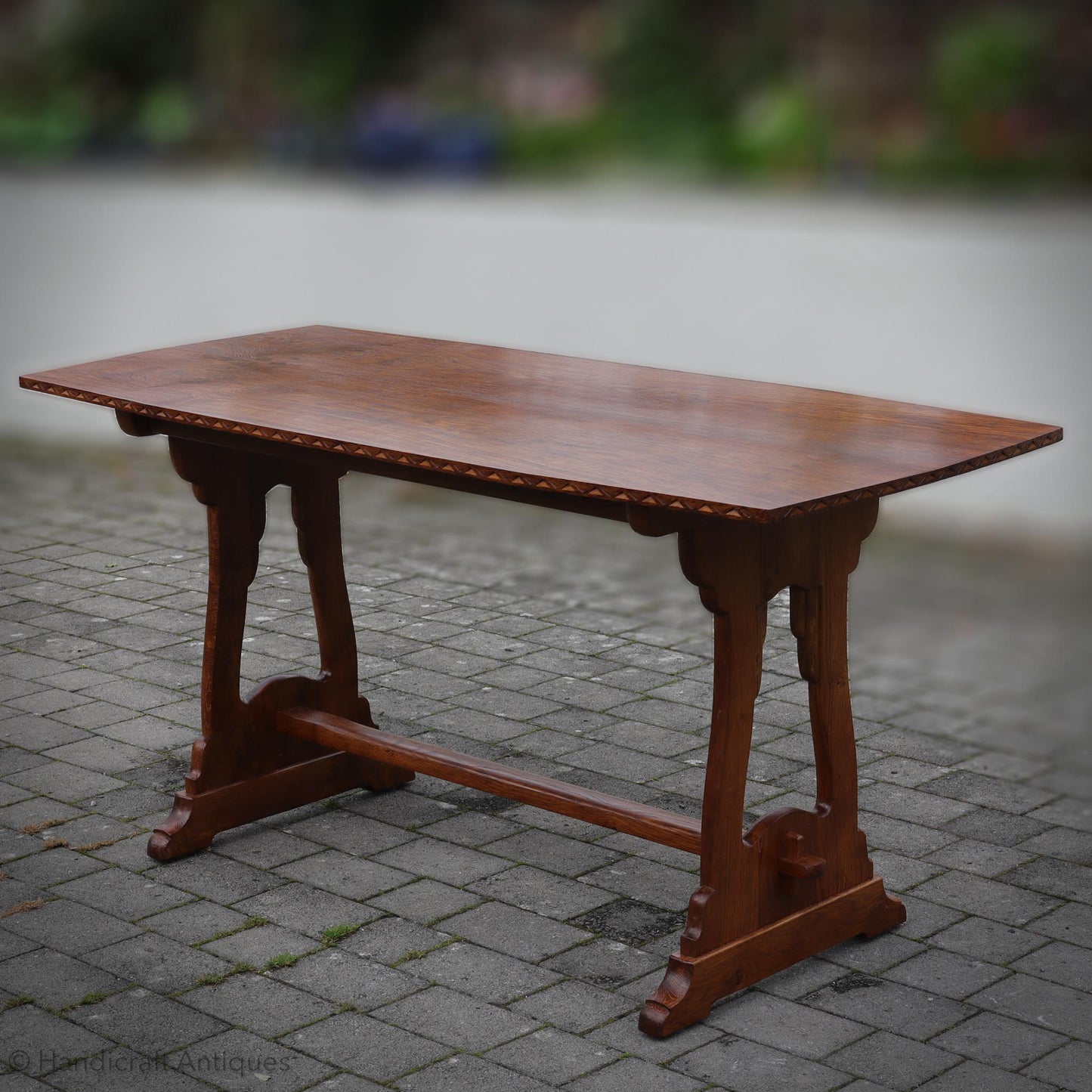 Arts & Crafts Cotswold School English Oak Dining Table and Benches