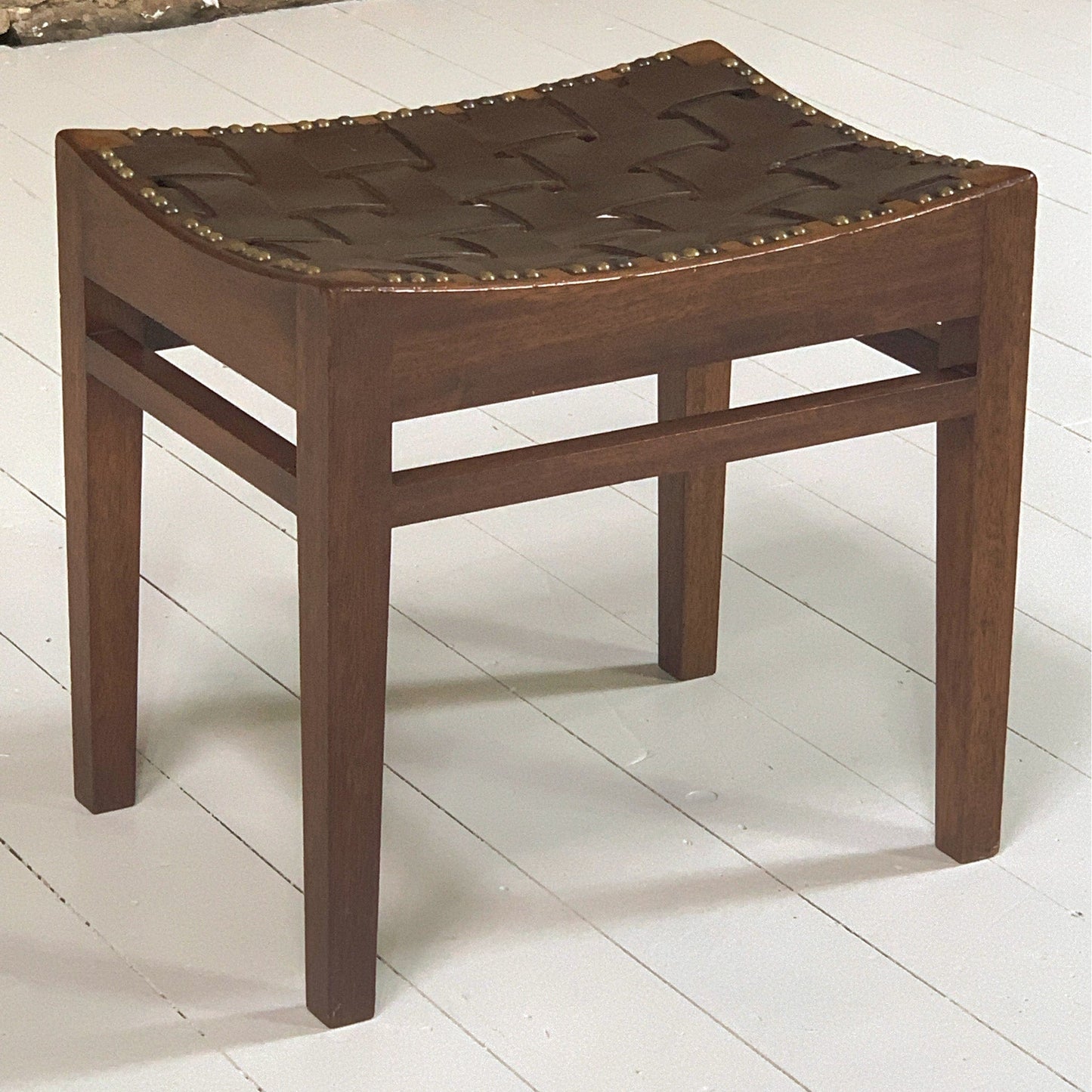 Arts and Crafts Lakes School Leather Stool by Arthur Simpson of Kendal
