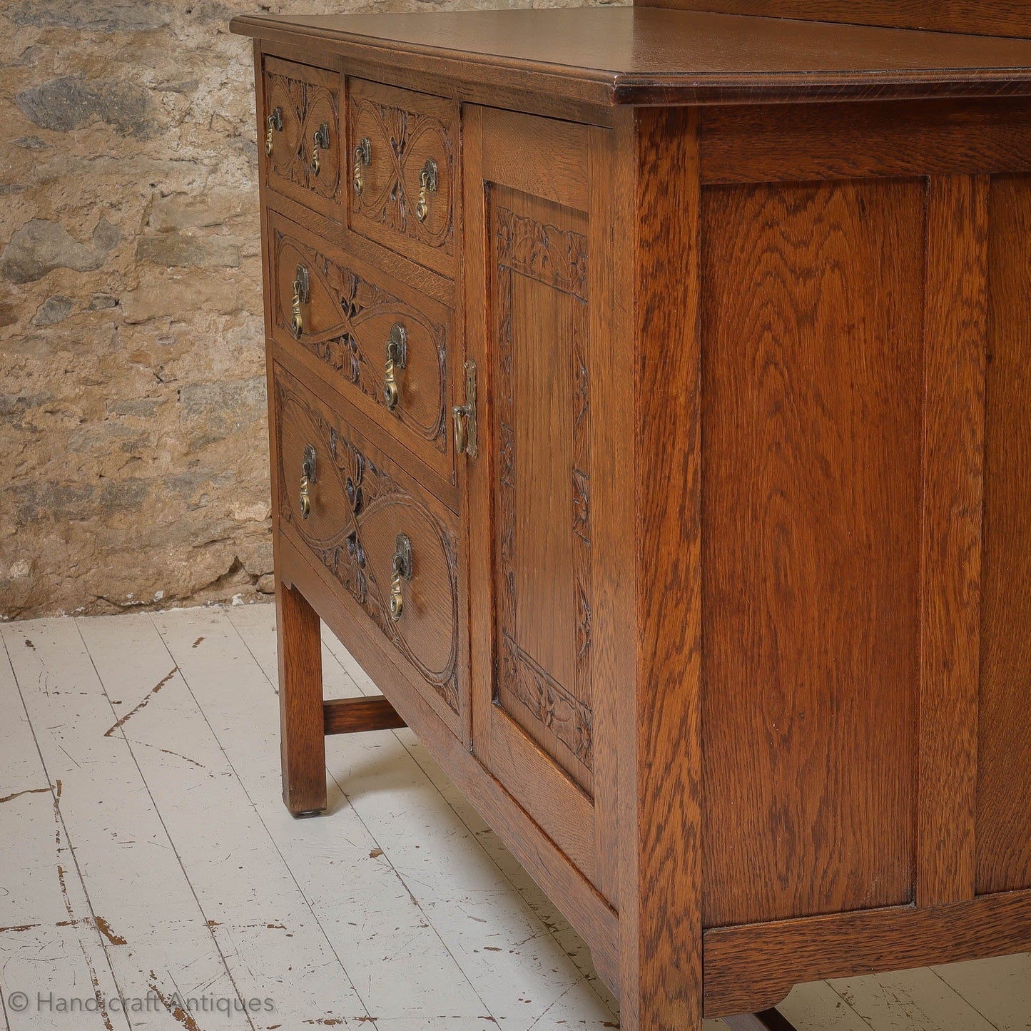 Arts & Crafts Lakes School English Oak Sideboard C. 1930