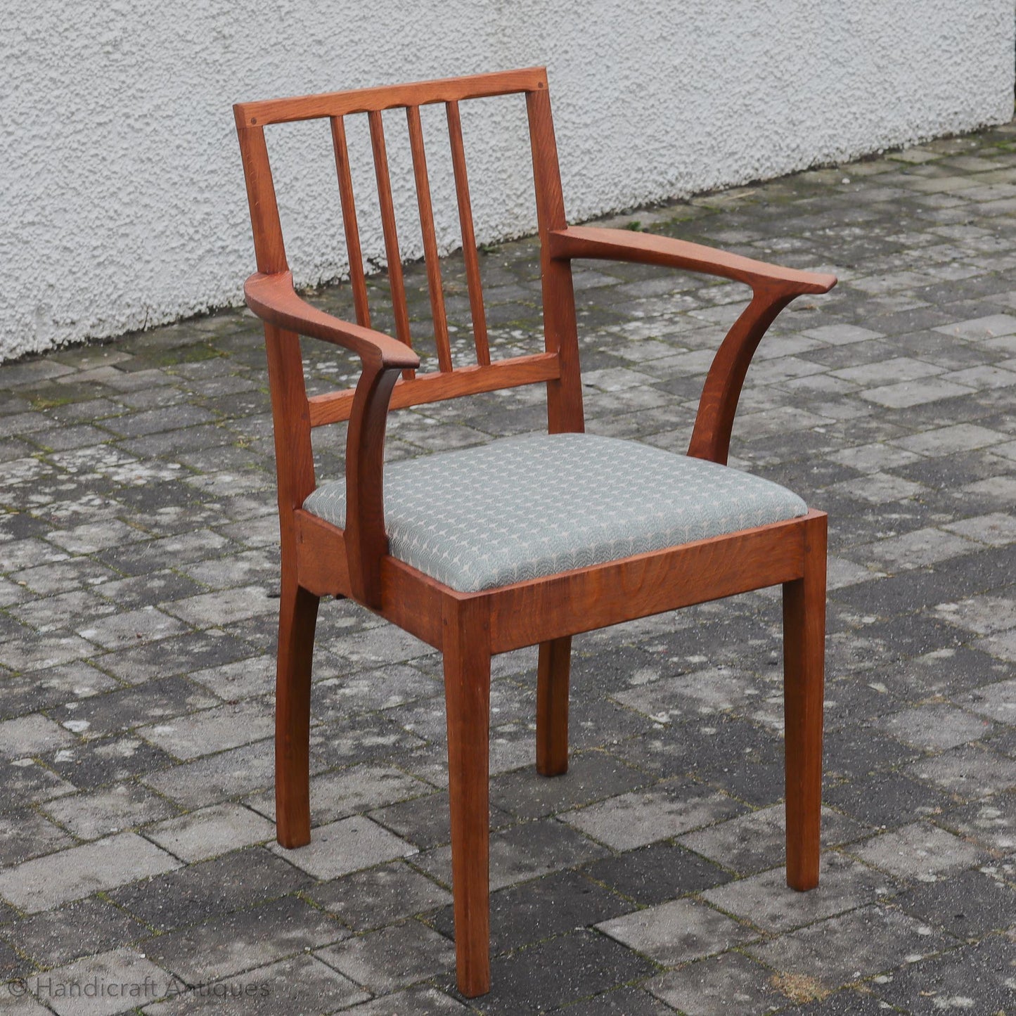 `Set of 8 Edward Barnsley Design Arts & Crafts Oak Chairs by Acornman