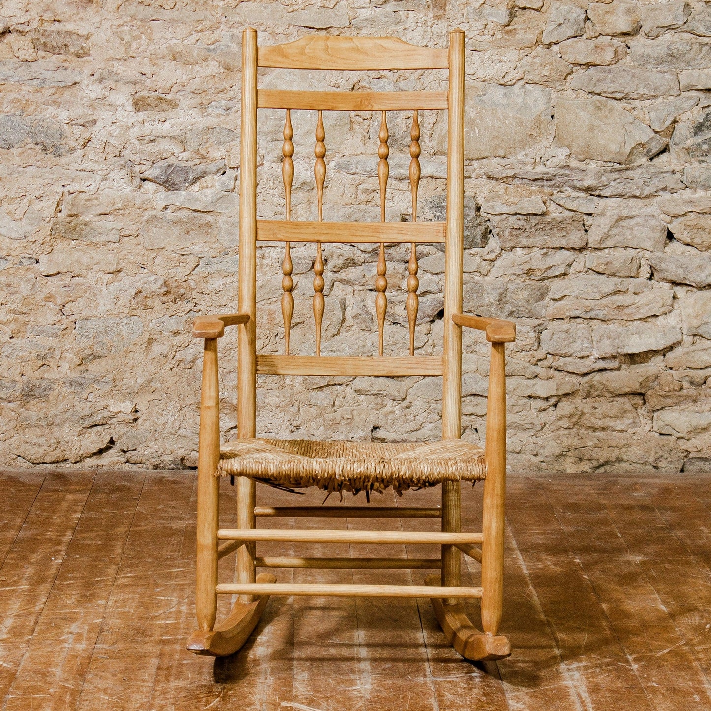 Arts & Crafts Cotswold School Ash Gimson Design Rocking Chair With Rush Seat