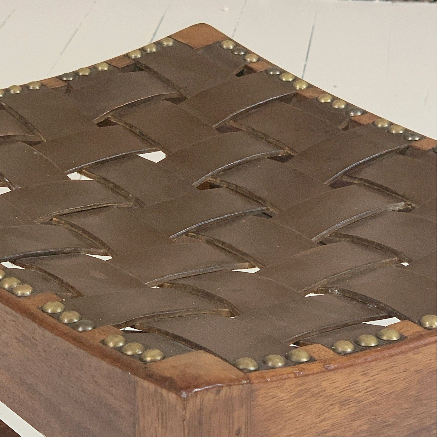 Arts and Crafts Lakes School Leather Stool by Arthur Simpson of Kendal
