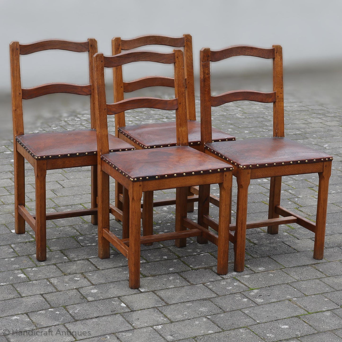 Set of 4 Acornman (Ex-Mouseman) Arts & Crafts Yorkshire School English Oak Chairs