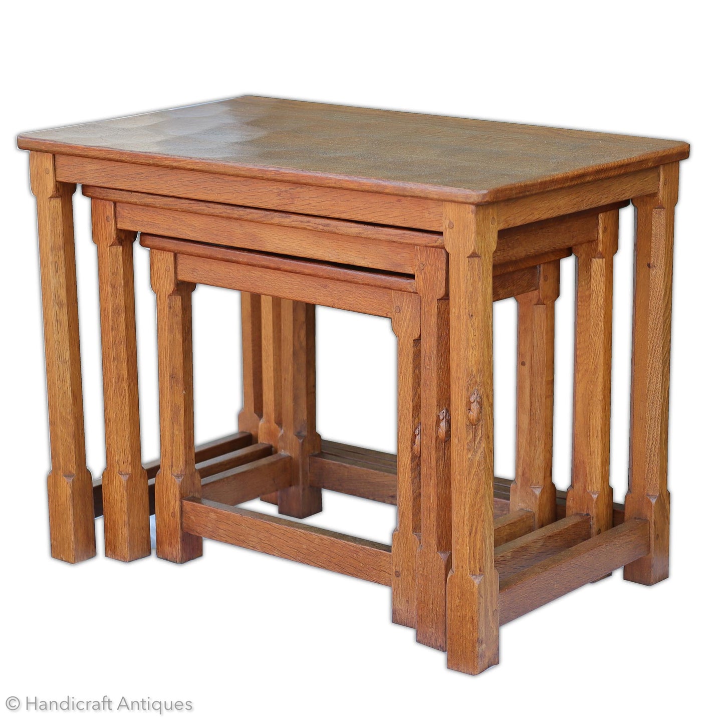 Robert 'Mouseman' Thompson Arts & Crafts Yorkshire School Oak Nest of Tables