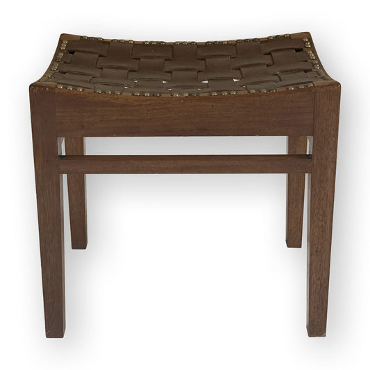 Arts and Crafts Lakes School Leather Stool by Arthur Simpson of Kendal