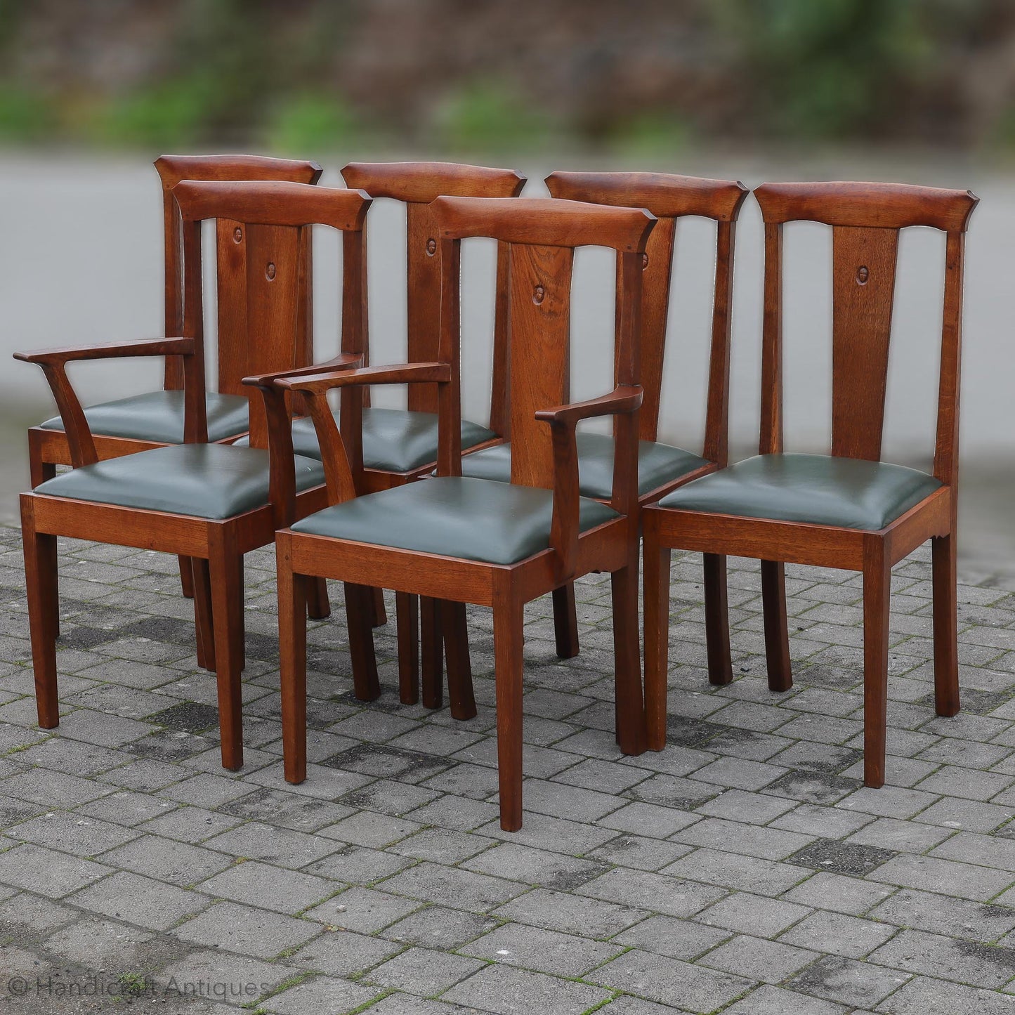 Set of 6 Acornman (Ex-Mouseman) Arts & Crafts Yorkshire School English Oak Chairs