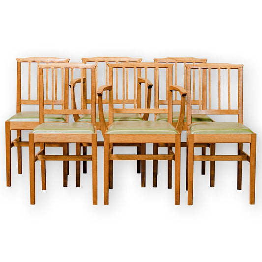 6 Acornman (Ex-Mouseman) Arts & Crafts Cotswold School English Oak 6 Chairs 1970