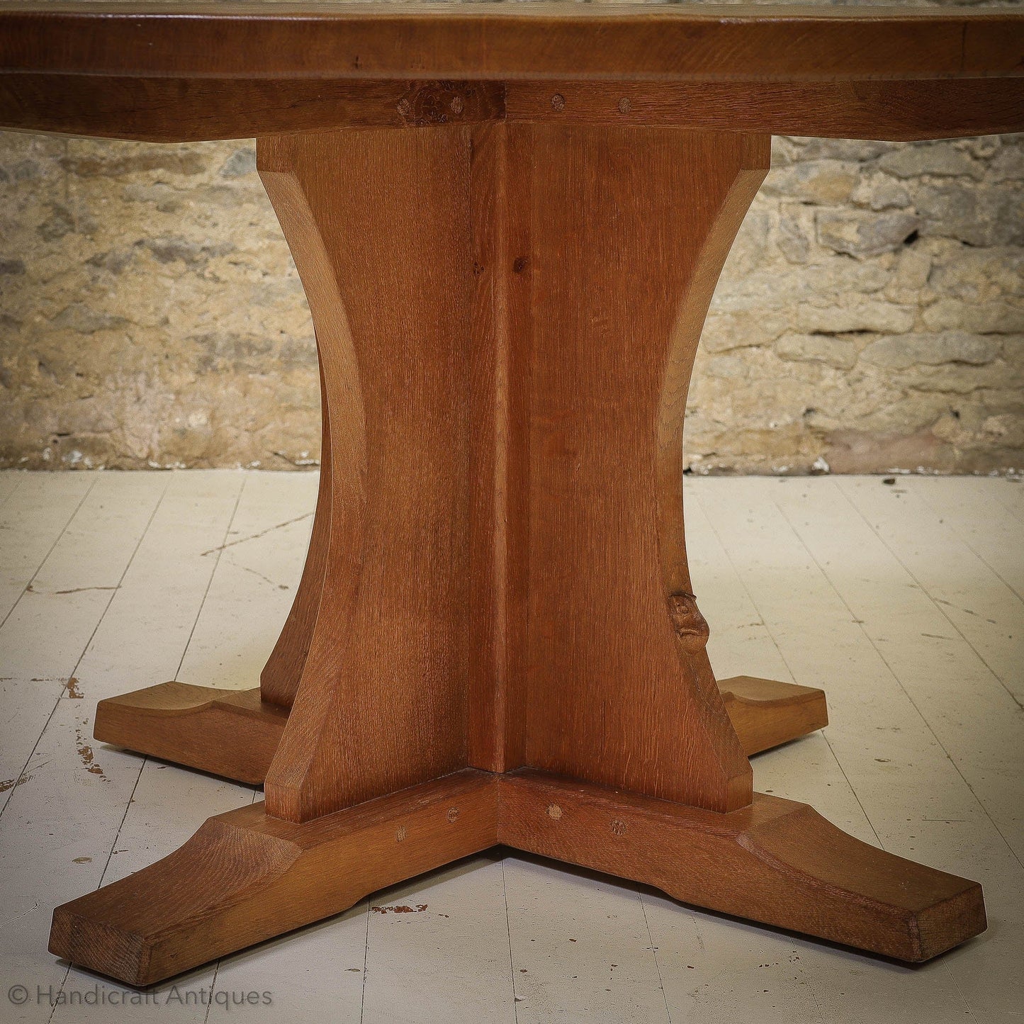 Robert 'Mouseman' Thompson Arts & Crafts Yorkshire School Oak Dining Table