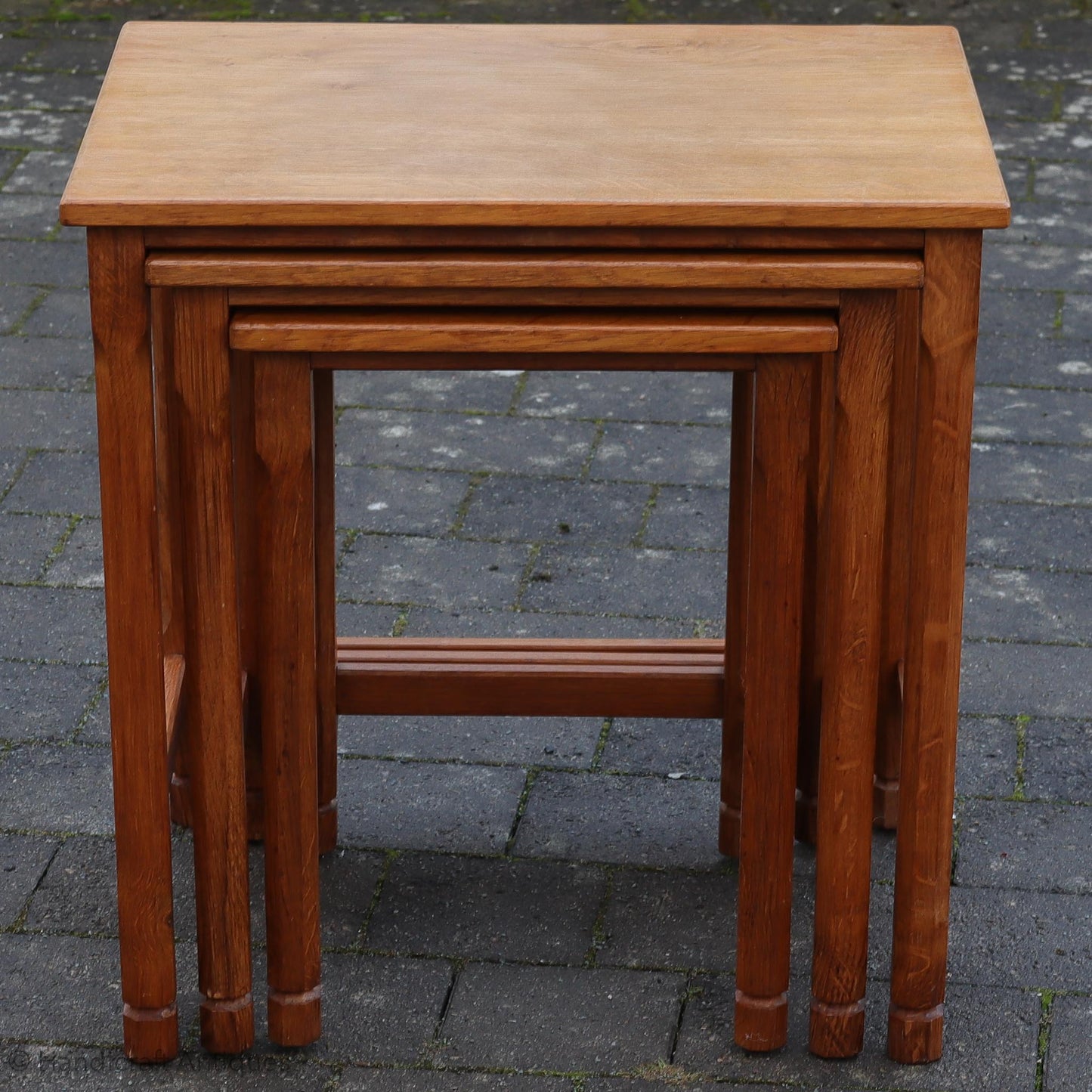 Acornman (Ex-Mouseman) Arts & Crafts Yorkshire School English Oak Nest of Tables