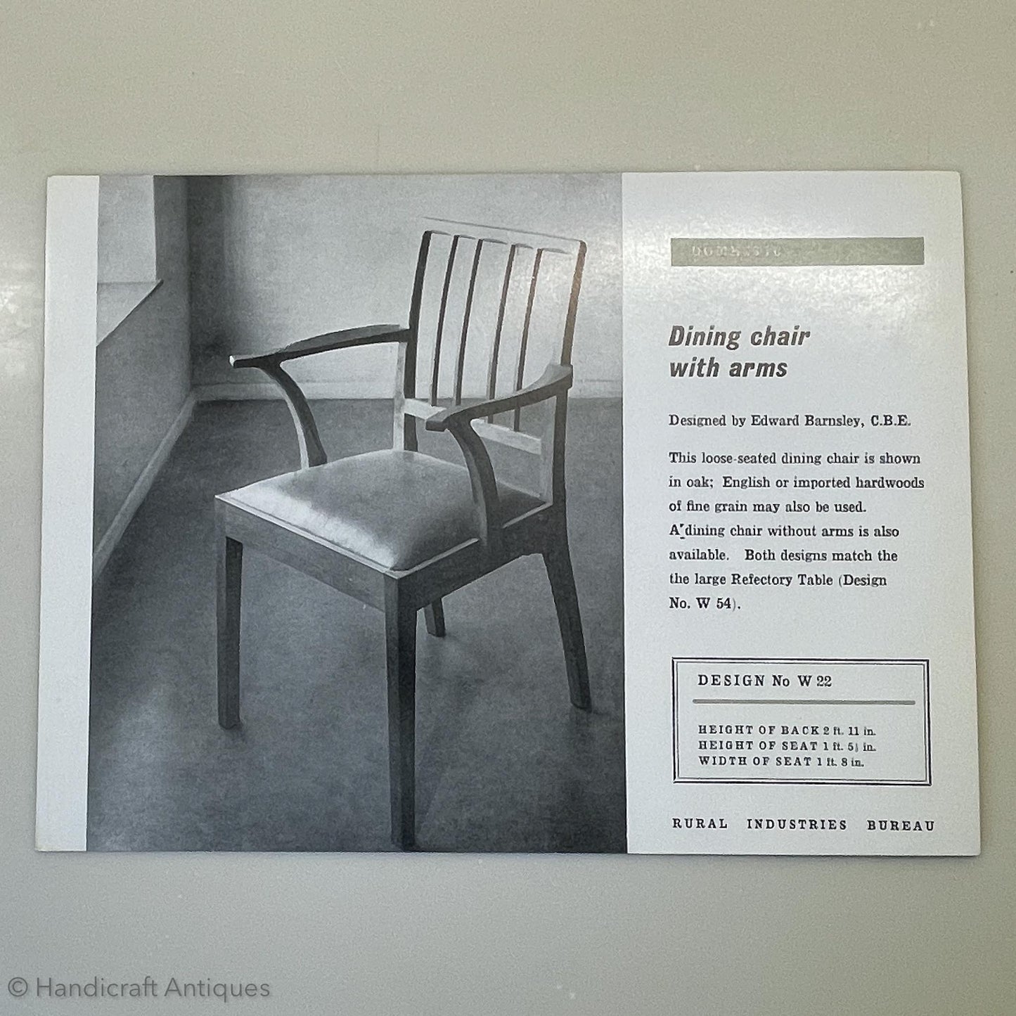 `Set of 8 Edward Barnsley Design Arts & Crafts Oak Chairs by Acornman