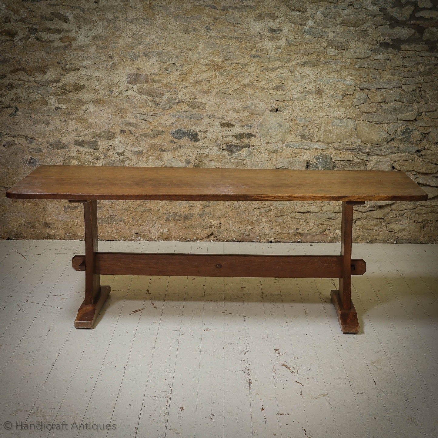 7 foot Acornman (Ex-Mouseman) Arts & Crafts Yorkshire School Oak Dining Table