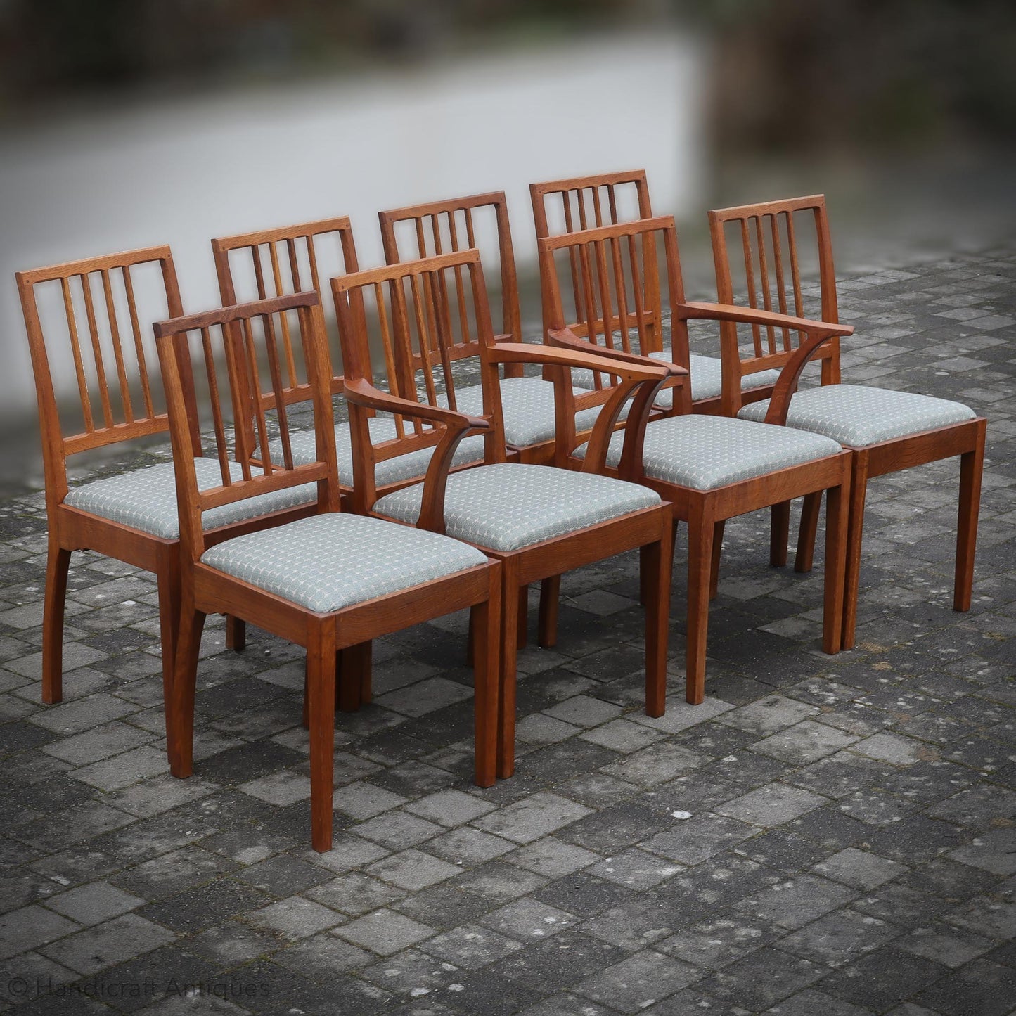 `Set of 8 Edward Barnsley Design Arts & Crafts Oak Chairs by Acornman