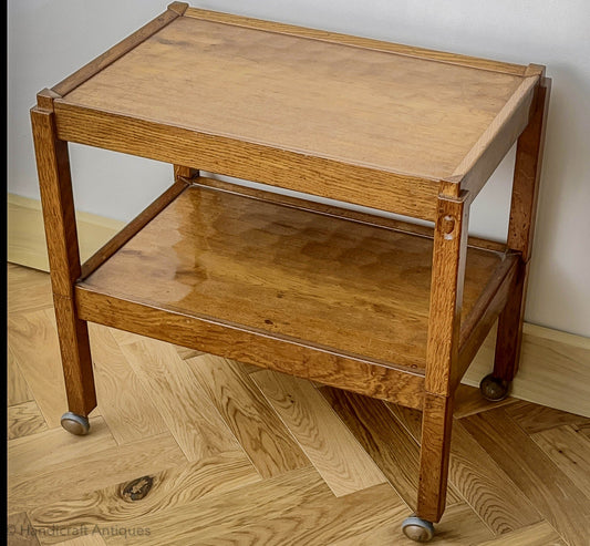 Acornman (Ex-Mouseman) Arts & Crafts Yorkshire School Tea Trolley 1970