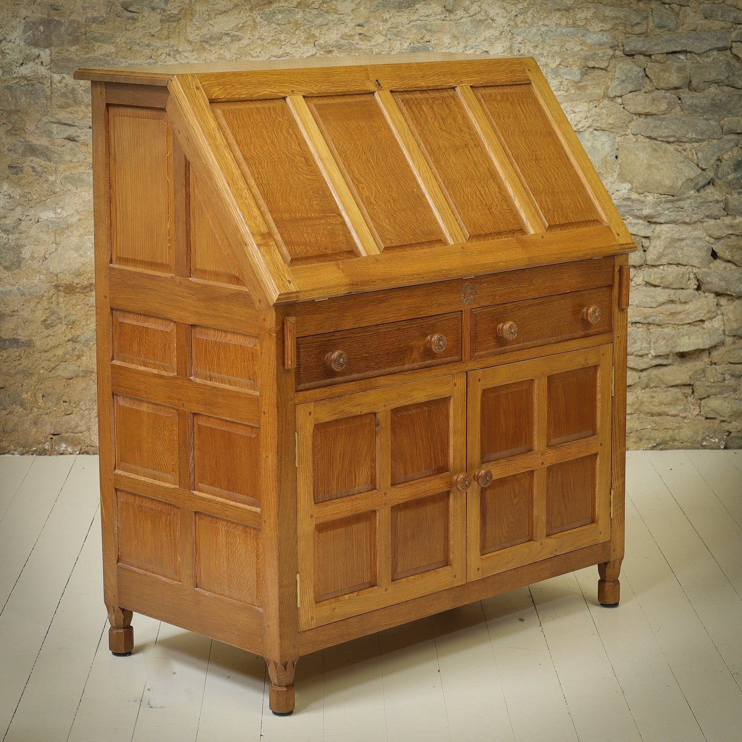 Bob ‘Wrenman’ Hunter Arts & Crafts Yorkshire School Oak Bureau