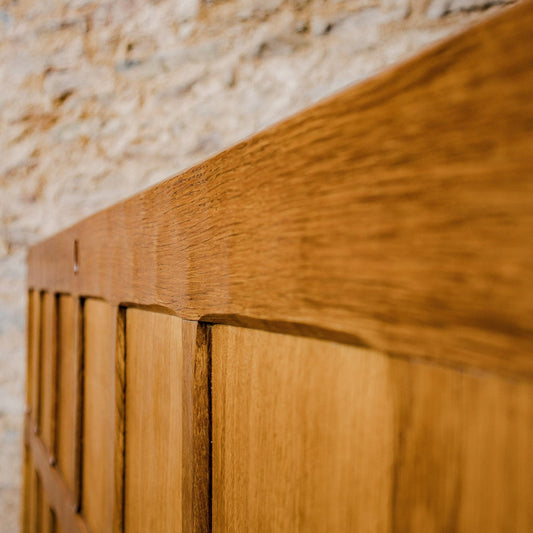 Acornman (Ex-Mouseman) Arts & Crafts Yorkshire School Adzed Oak Double Headboard