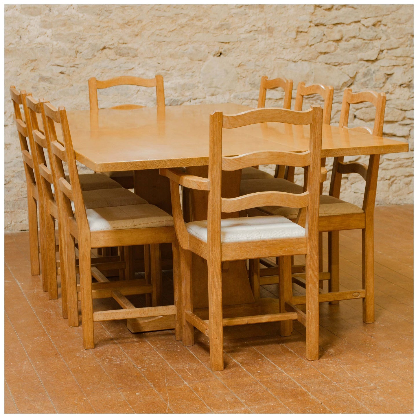 Acornman (Ex-Mouseman) Arts & Crafts Yorkshire School English Oak Chairs 1960