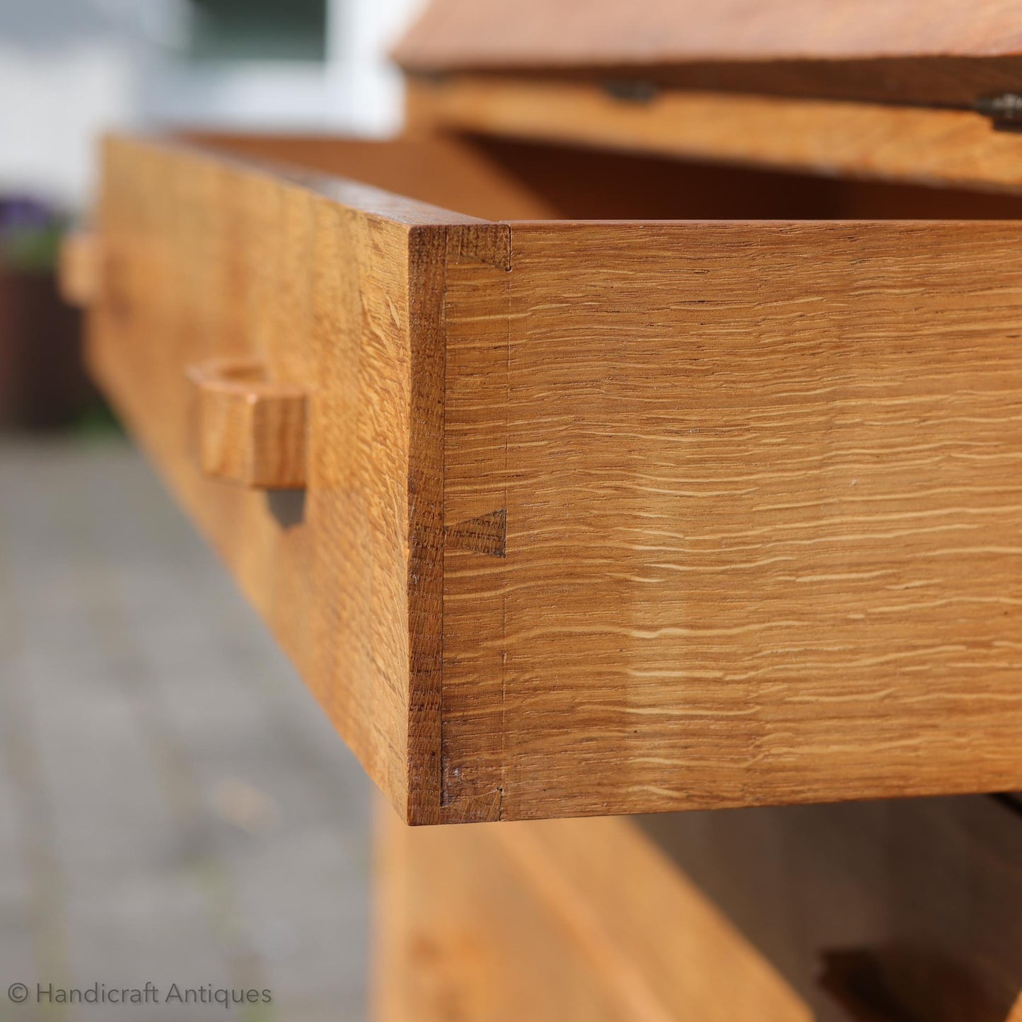 Derek 'Lizardman' Slater Arts & Crafts Yorkshire School English Oak Bureau c. 1970.