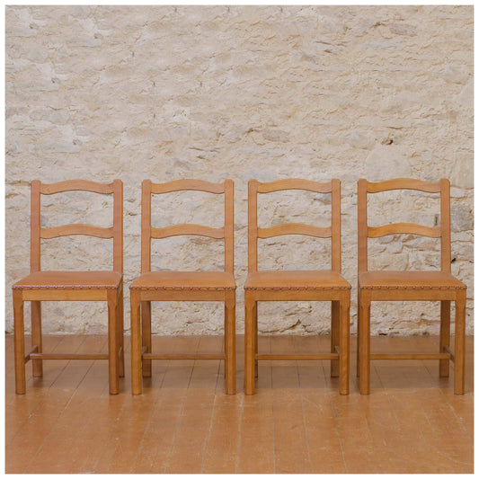Alan Acornman Grainger (ex-Mouseman) Arts & Crafts Yorkshire School Oak chairs