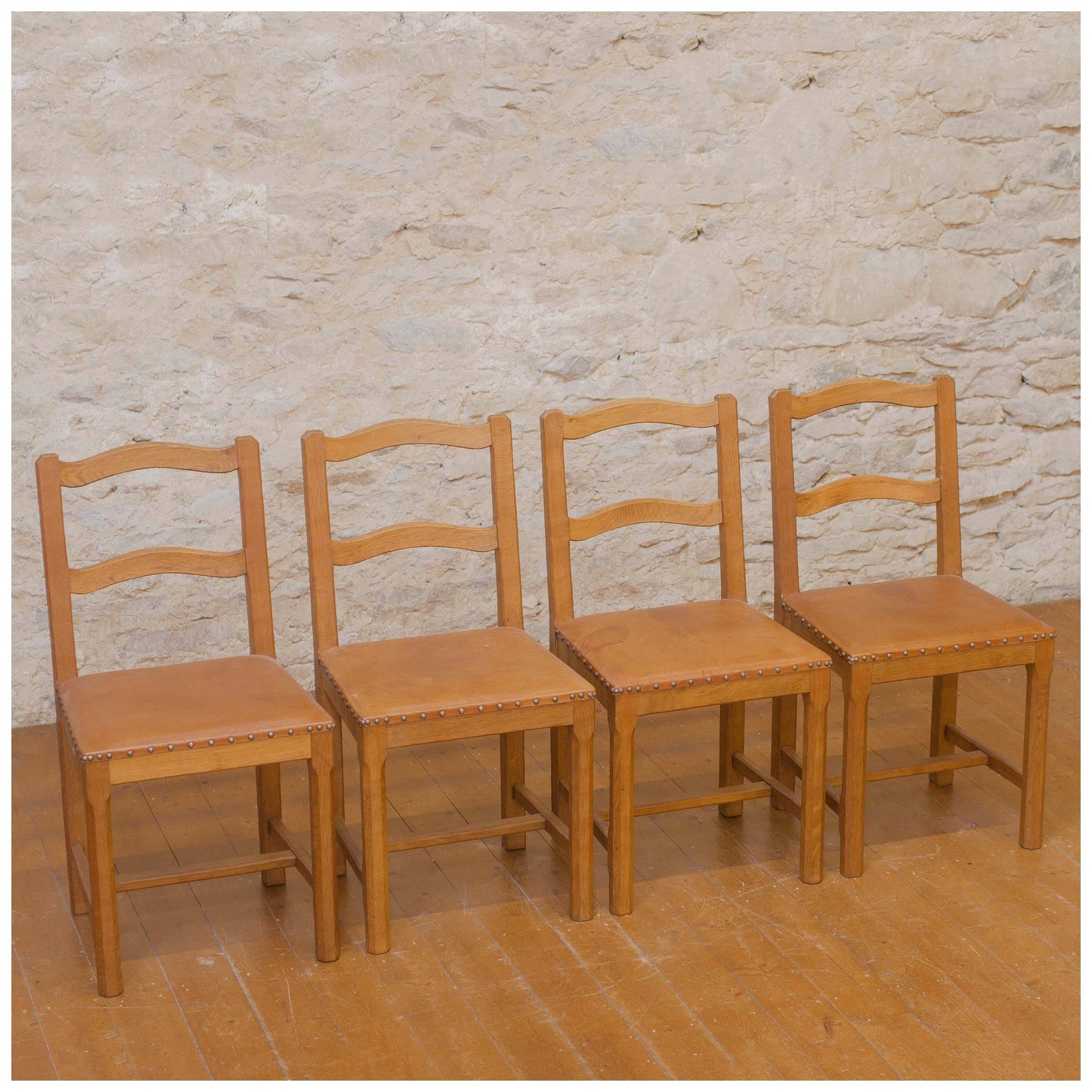 Alan Acornman Grainger (ex-Mouseman) Arts & Crafts Yorkshire School Oak chairs