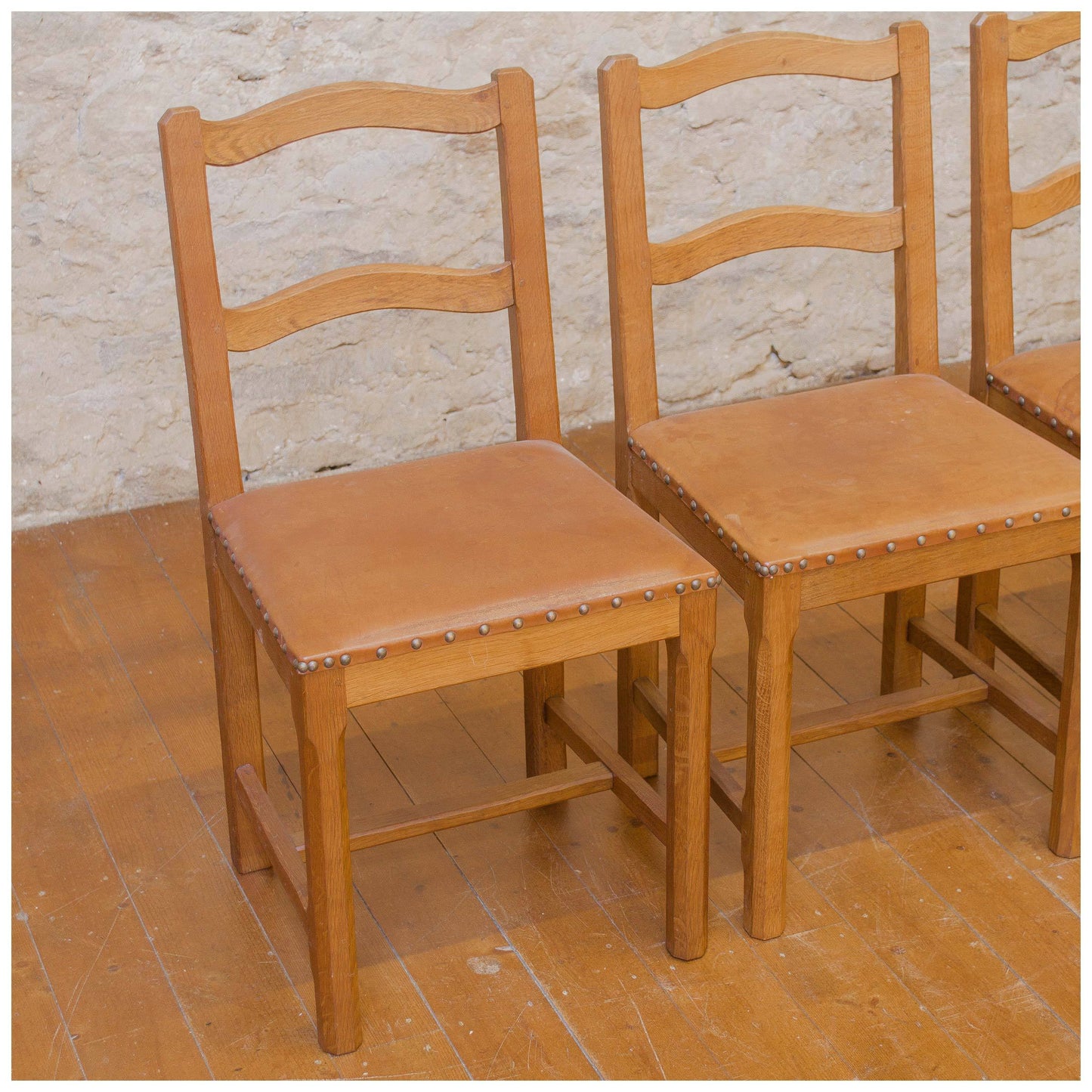 Alan Acornman Grainger (ex-Mouseman) Arts & Crafts Yorkshire School Oak chairs