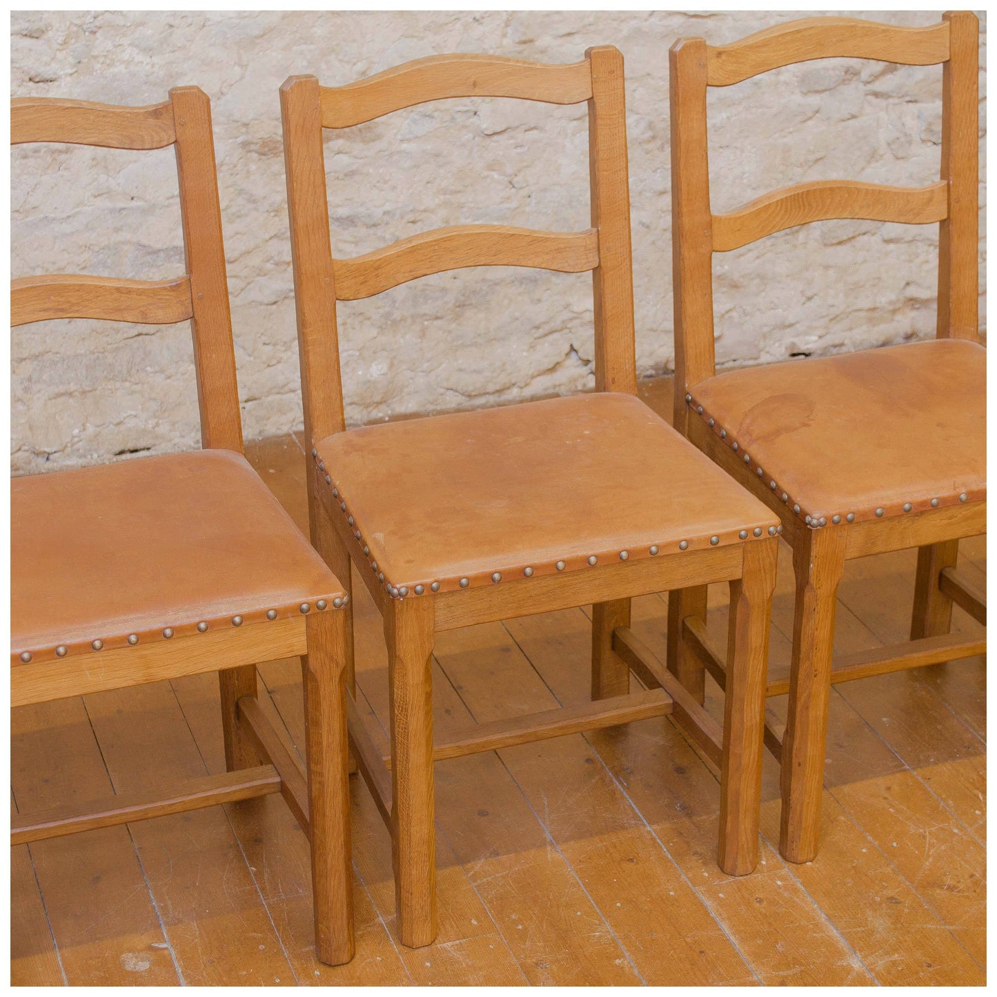 Alan Acornman Grainger (ex-Mouseman) Arts & Crafts Yorkshire School Oak chairs