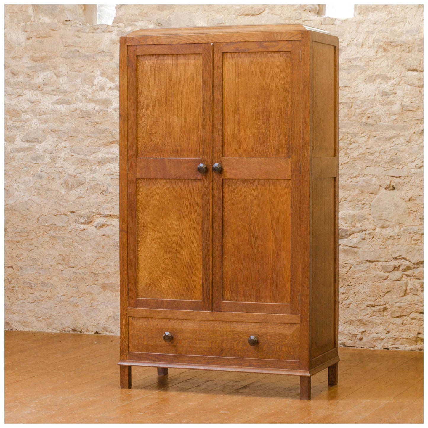 Gordon Russell Early Arts & Crafts 'Stow' Oak Double Wardrobe, No. 447 1927