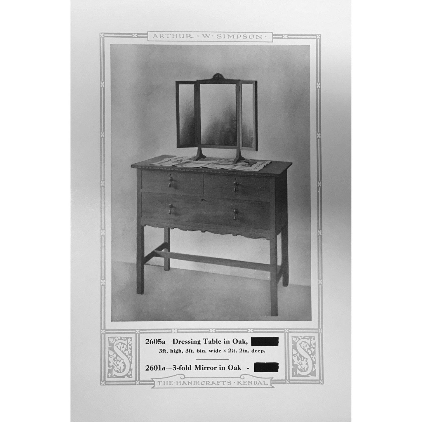 Arthur W Simpson (The Handicrafts, Kendal) Arts & Crafts Oak Dressing Chest
