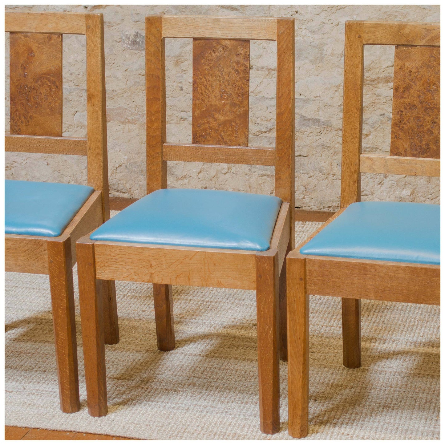 Arts & Crafts Cotswold School Oak and Pollard Oak Dining Chairs c. 1960