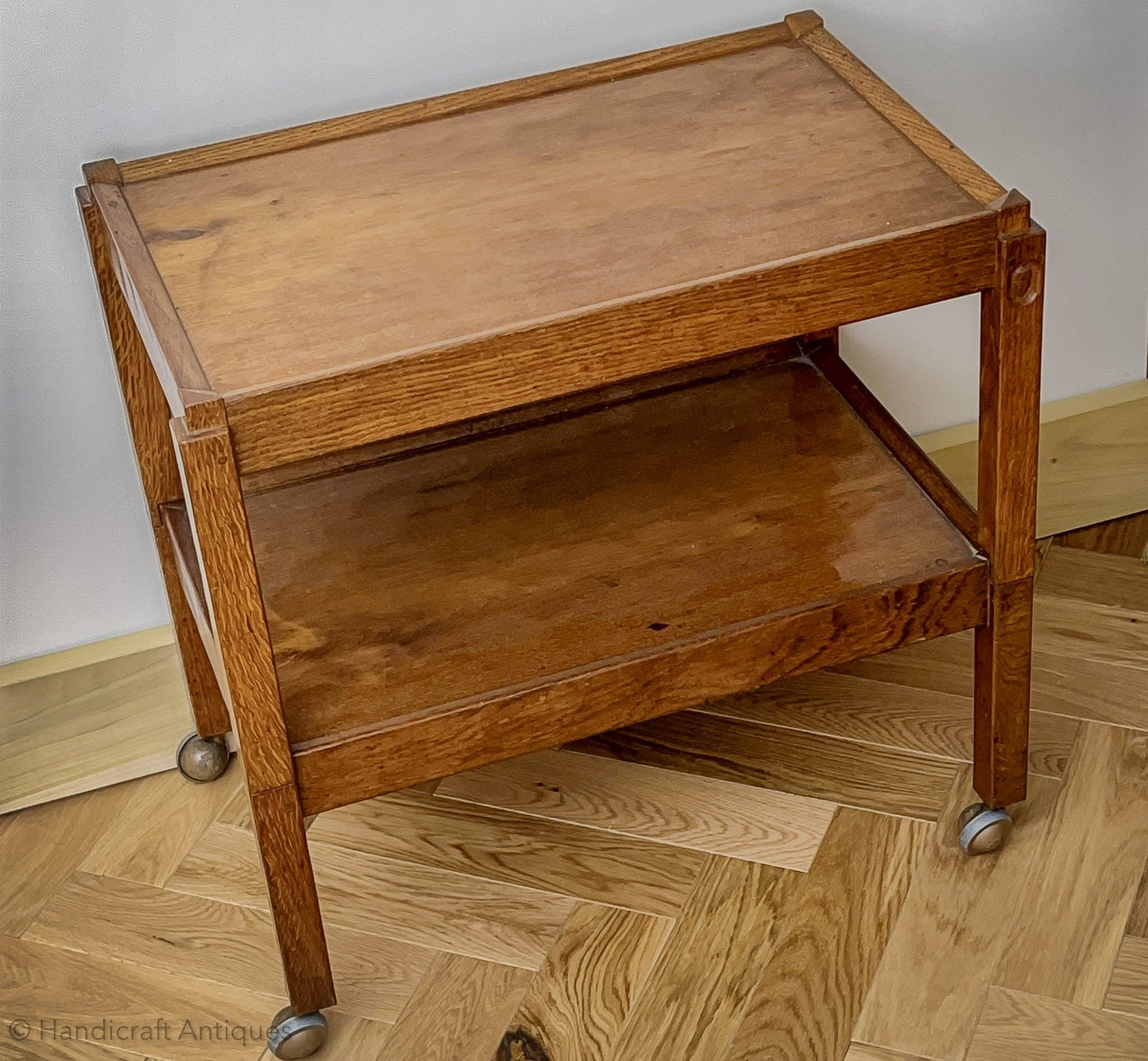 Acornman (Ex-Mouseman) Arts & Crafts Yorkshire School Tea Trolley 1970