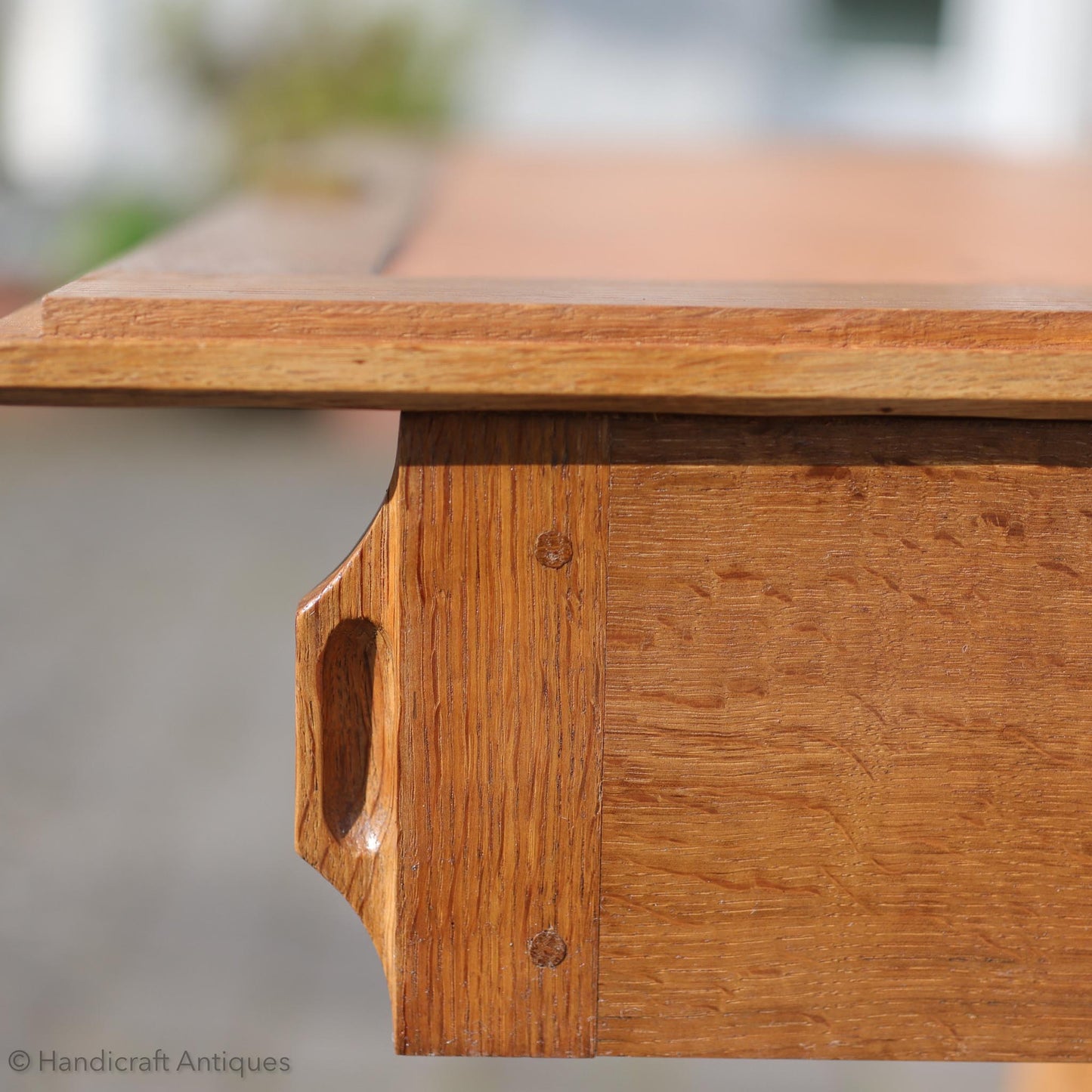 Derek 'Lizardman' Slater Arts & Crafts Yorkshire School English Oak Bureau c. 1970.