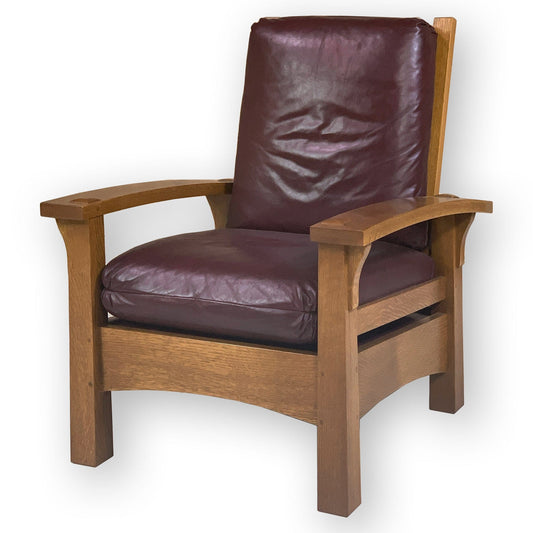 Stickley Furniture Arts & Crafts Mission School Morris Gus Bow Arm Oak Armchair