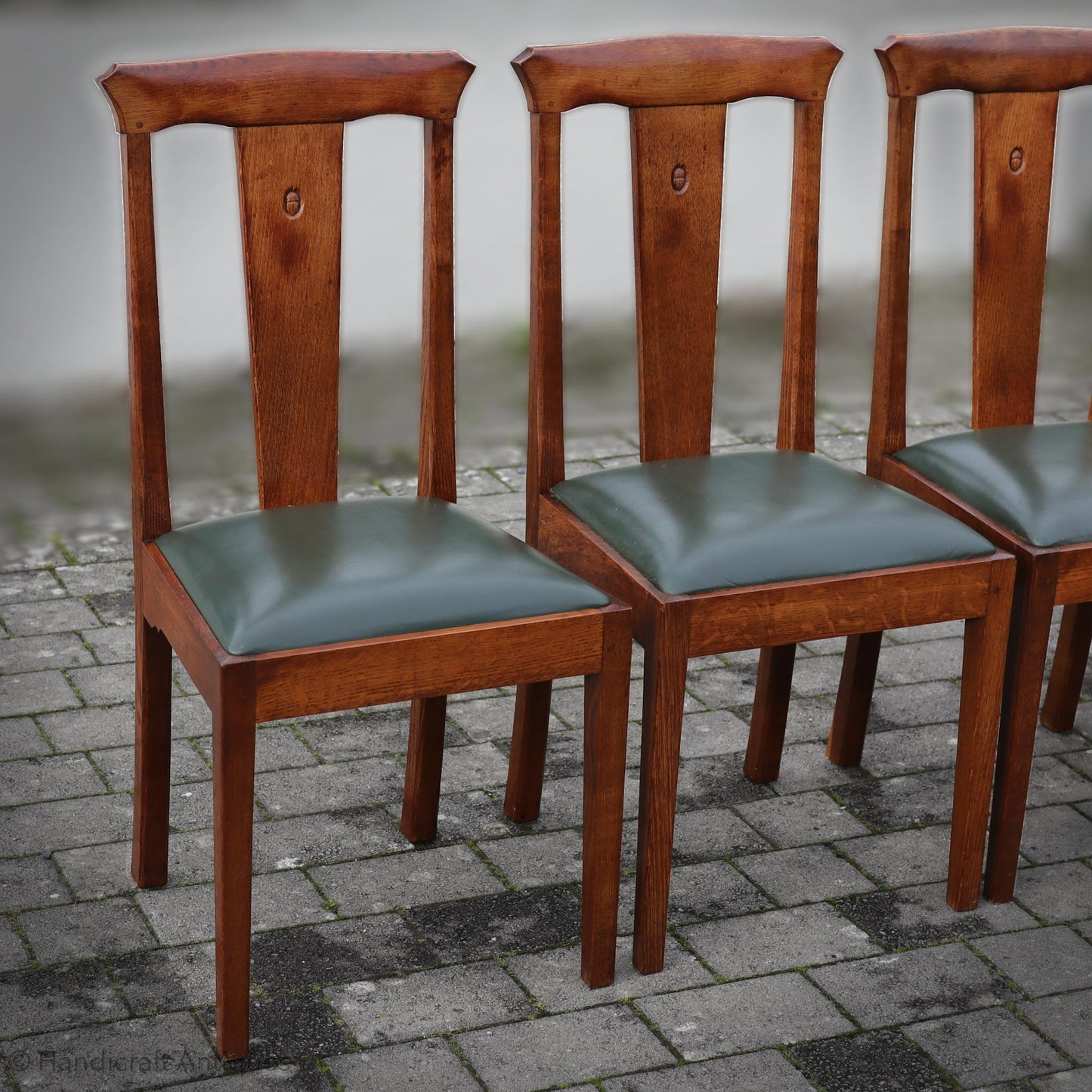 Set of 6 Acornman (Ex-Mouseman) Arts & Crafts Yorkshire School English Oak Chairs