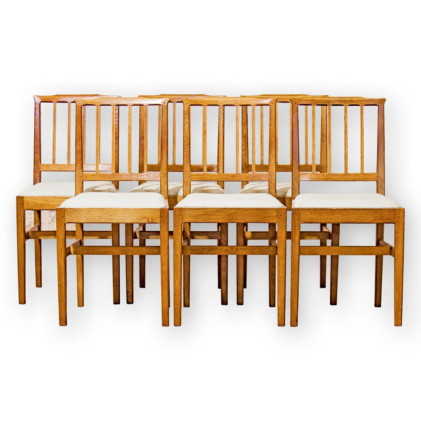 6 Acornman (Ex-Mouseman) Arts & Crafts Cotswold School English Oak Chairs 1990